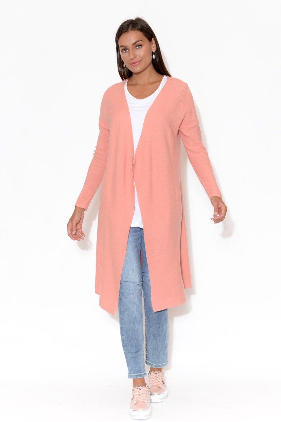 Clothing SASS Knitwear | Amanda Pink Cotton Knit Cardigan