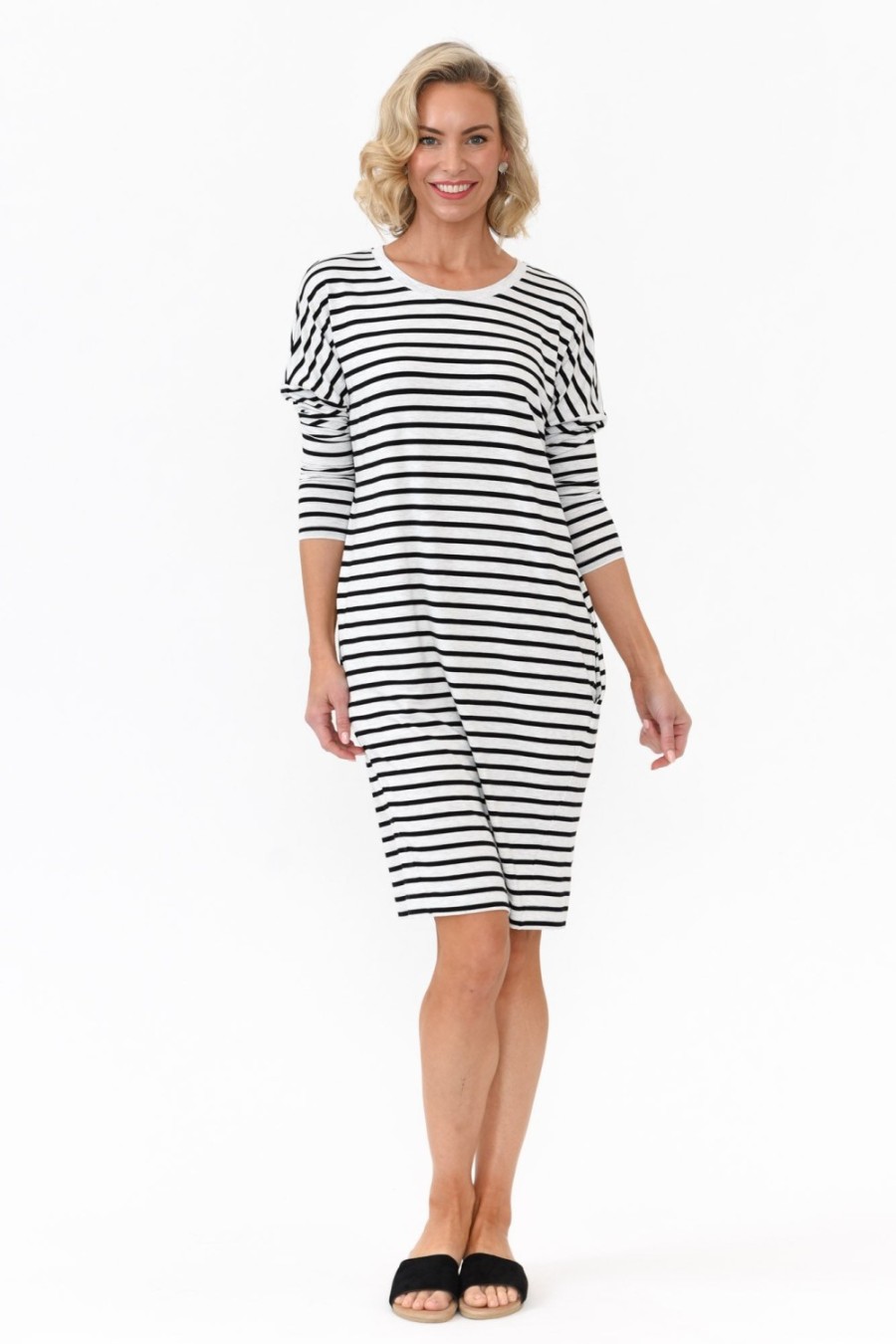 Clothing Lou Lou Bamboo Dresses | Turner Grey Stripe Bamboo Dress