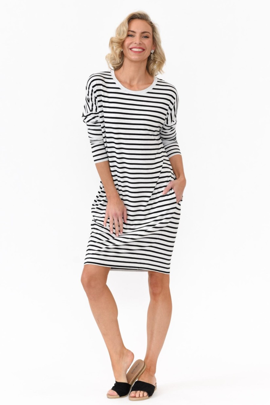 Clothing Lou Lou Bamboo Dresses | Turner Grey Stripe Bamboo Dress