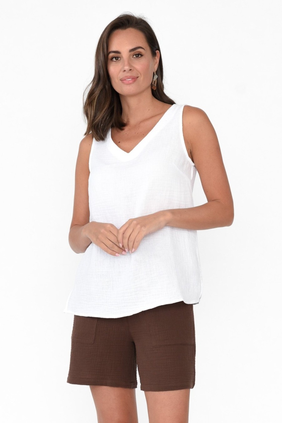 Clothing Threadz Cotton Tops | Byron White Cotton Tank