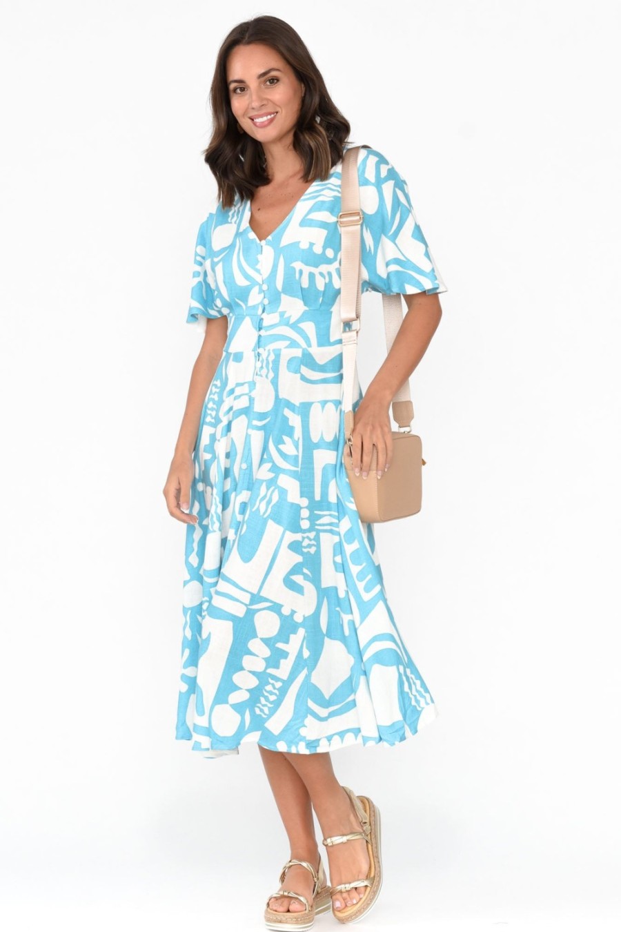 Clothing Label of Love Midi Dresses | Joel Blue Abstract Button Dress