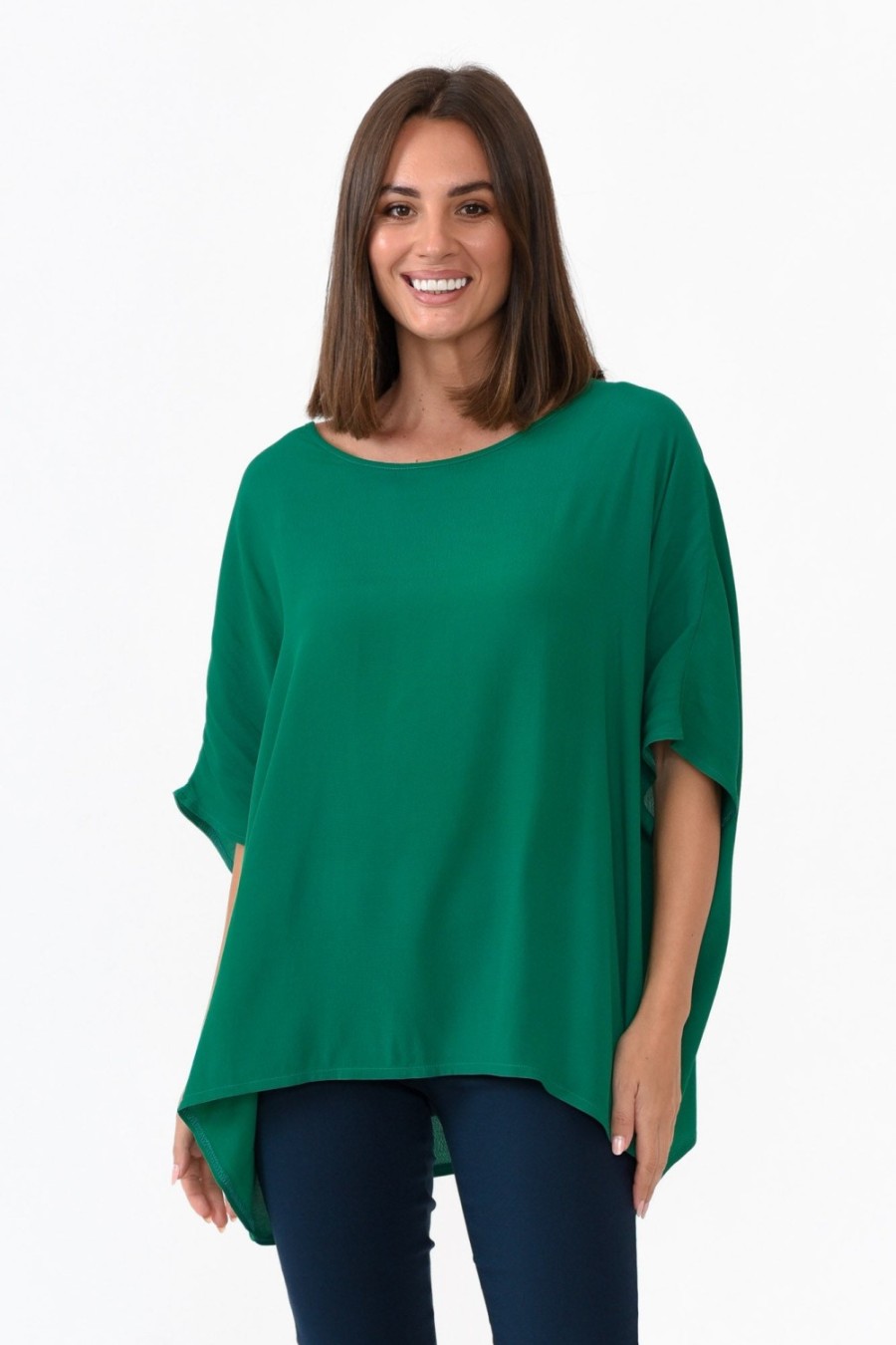 Clothing Slate the Label Sleeved Tops | Mali Forest Green Drape Top