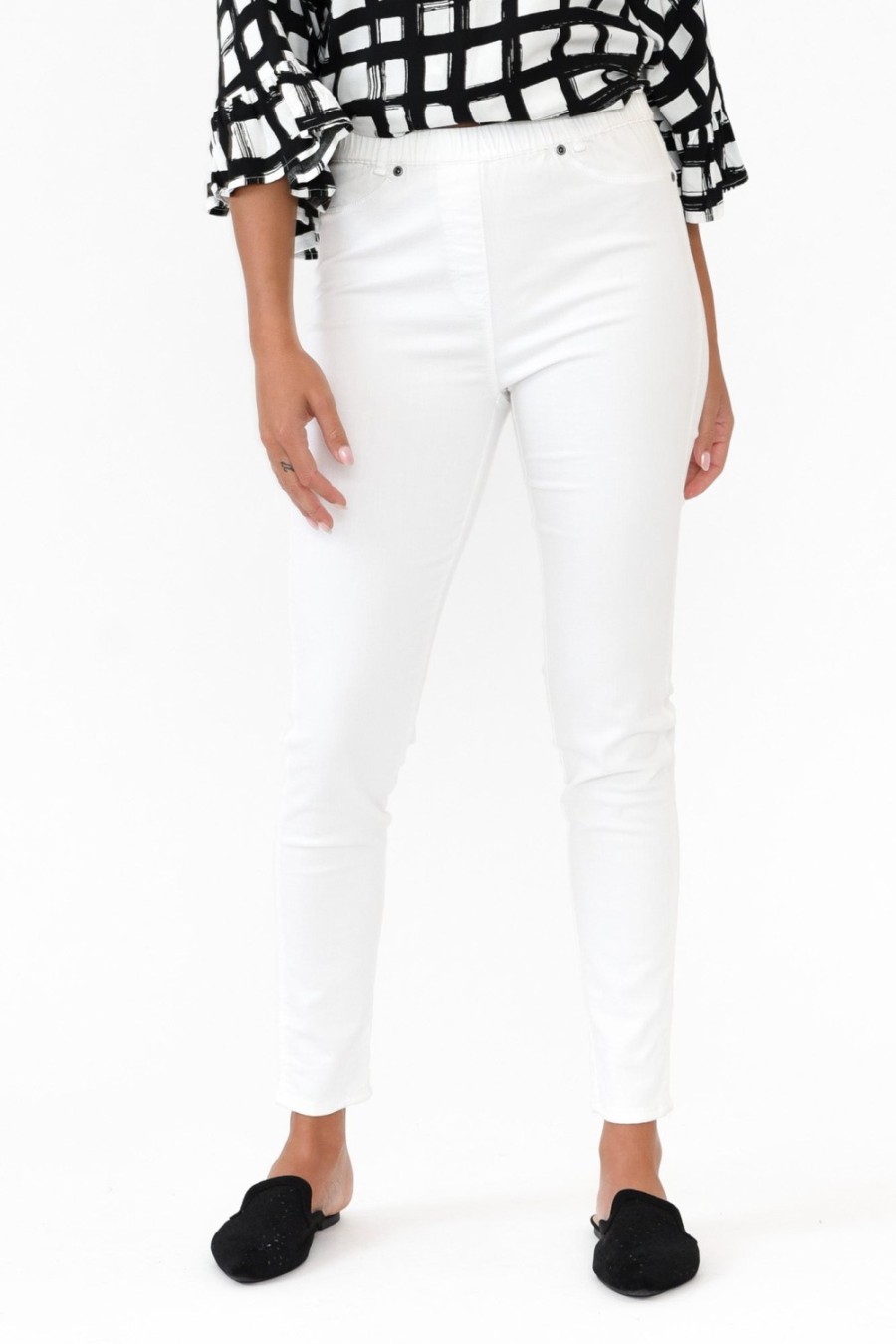 Clothing Cafe Latte Pants | Reed White Stretch Cotton Pant