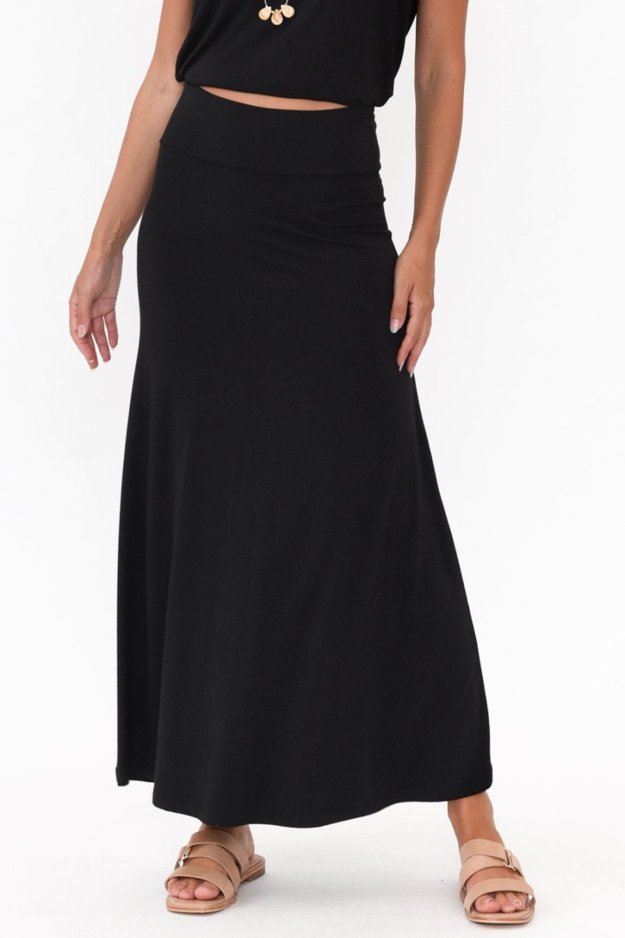 Clothing Bamboo Body Skirts | Lana Black Bamboo Cotton Maxi Skirt