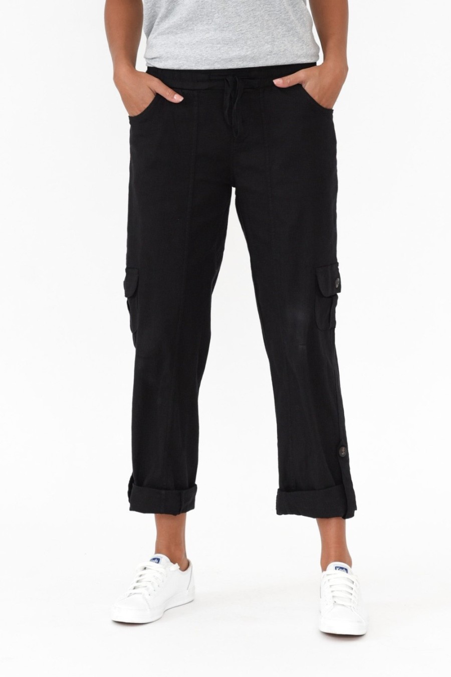 Clothing Willow Tree Pants | Colette Black Linen Blend Stretch Pant