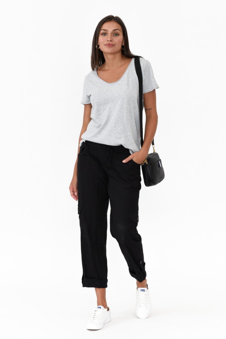 Clothing Willow Tree Pants | Colette Black Linen Blend Stretch Pant