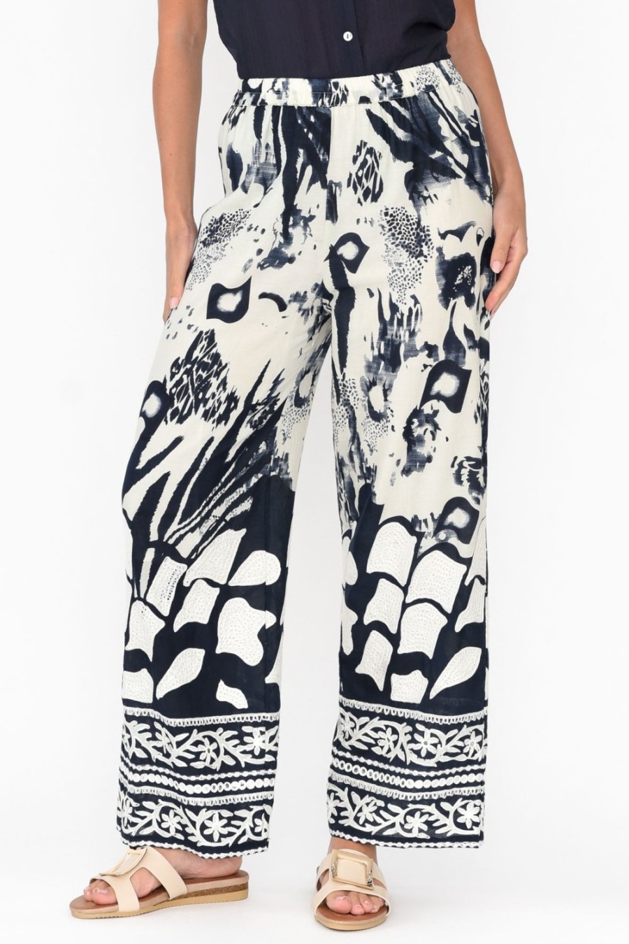 Clothing Hammock u0026 Vine Pants | Kenya Navy Abstract Wide Leg Pants