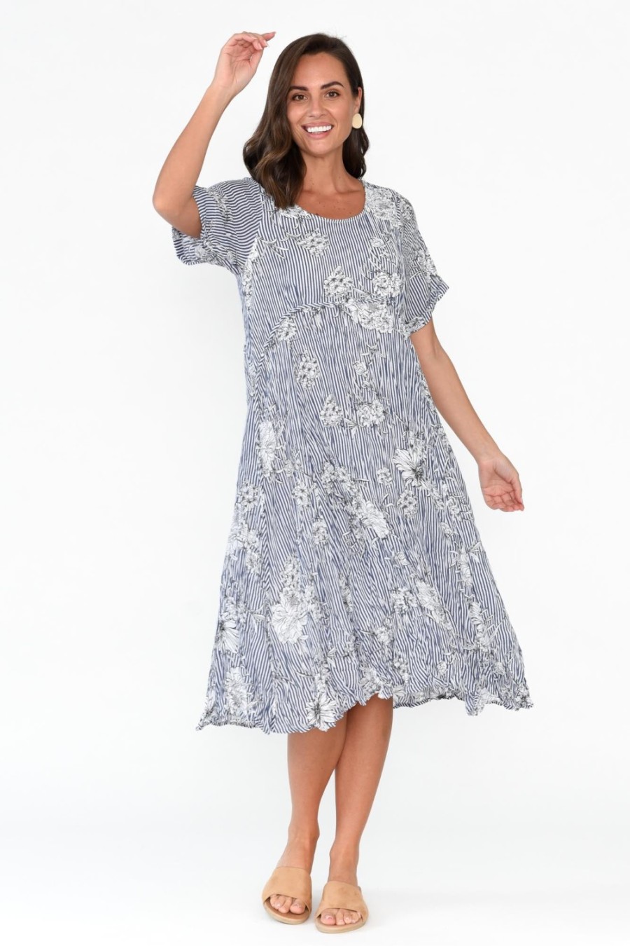 Clothing Willow Tree Cotton Dresses | Torin Navy Floral Midi Dress