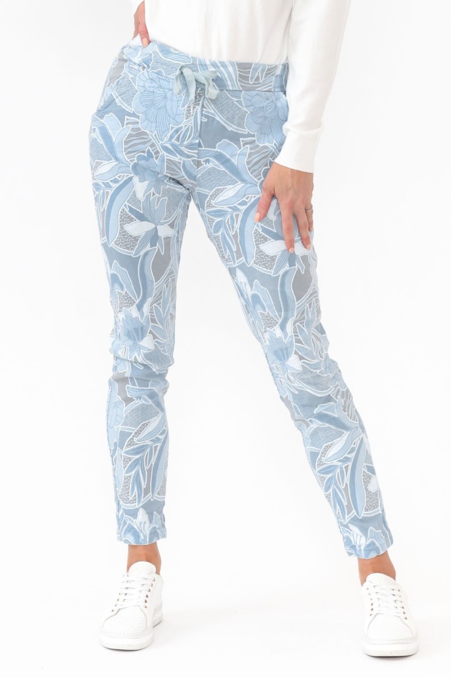 Clothing Rosa Sera Pants | Hartley Blue Floral Crinkle Pant