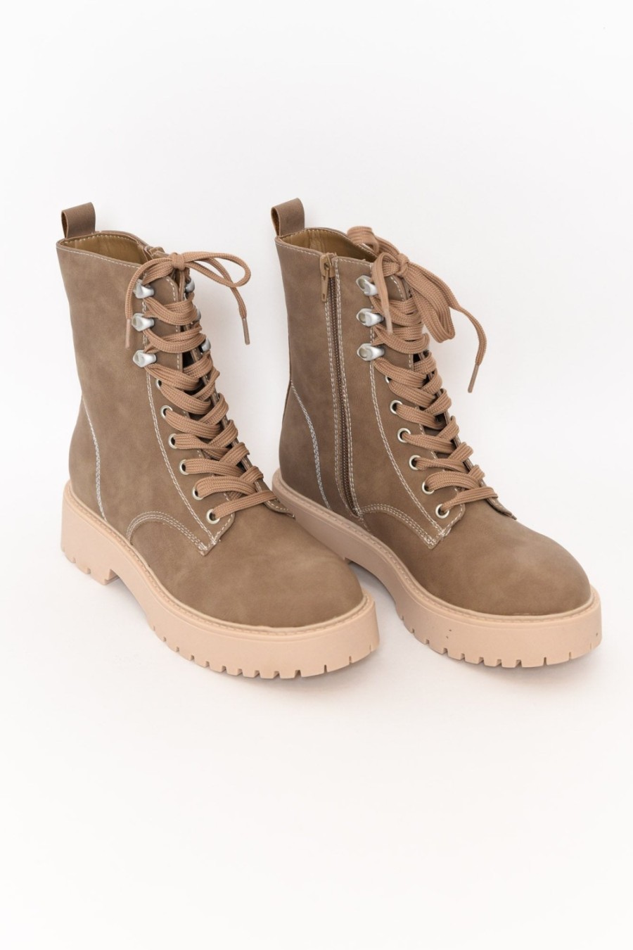 Shoes Los Cabos | Raine Taupe Lace Up Boot