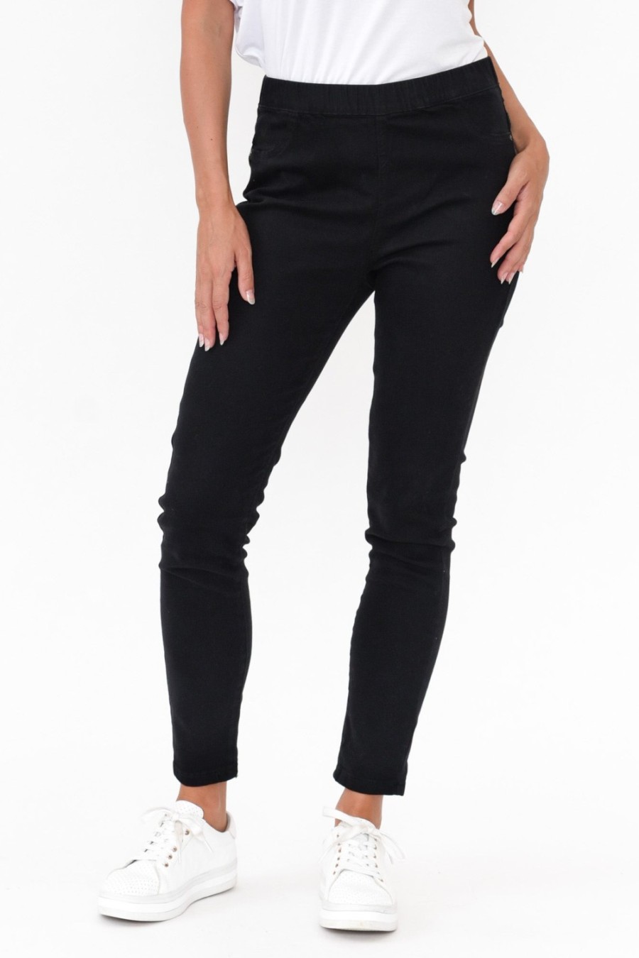 Clothing Threadz Jeans | Verona Black Cotton Stretch Jean