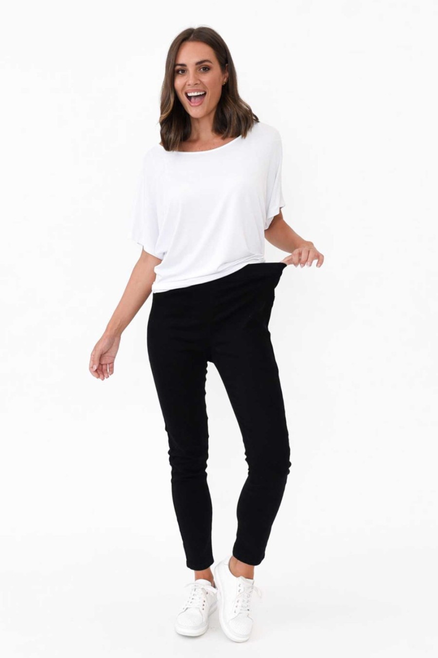 Clothing Threadz Jeans | Verona Black Cotton Stretch Jean