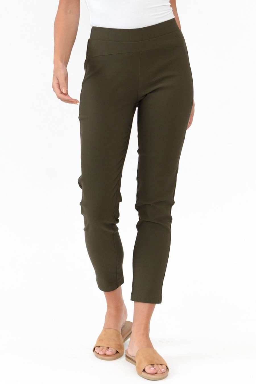 Clothing Tirelli Pants | Olympia Khaki Straight 7/8 Pant