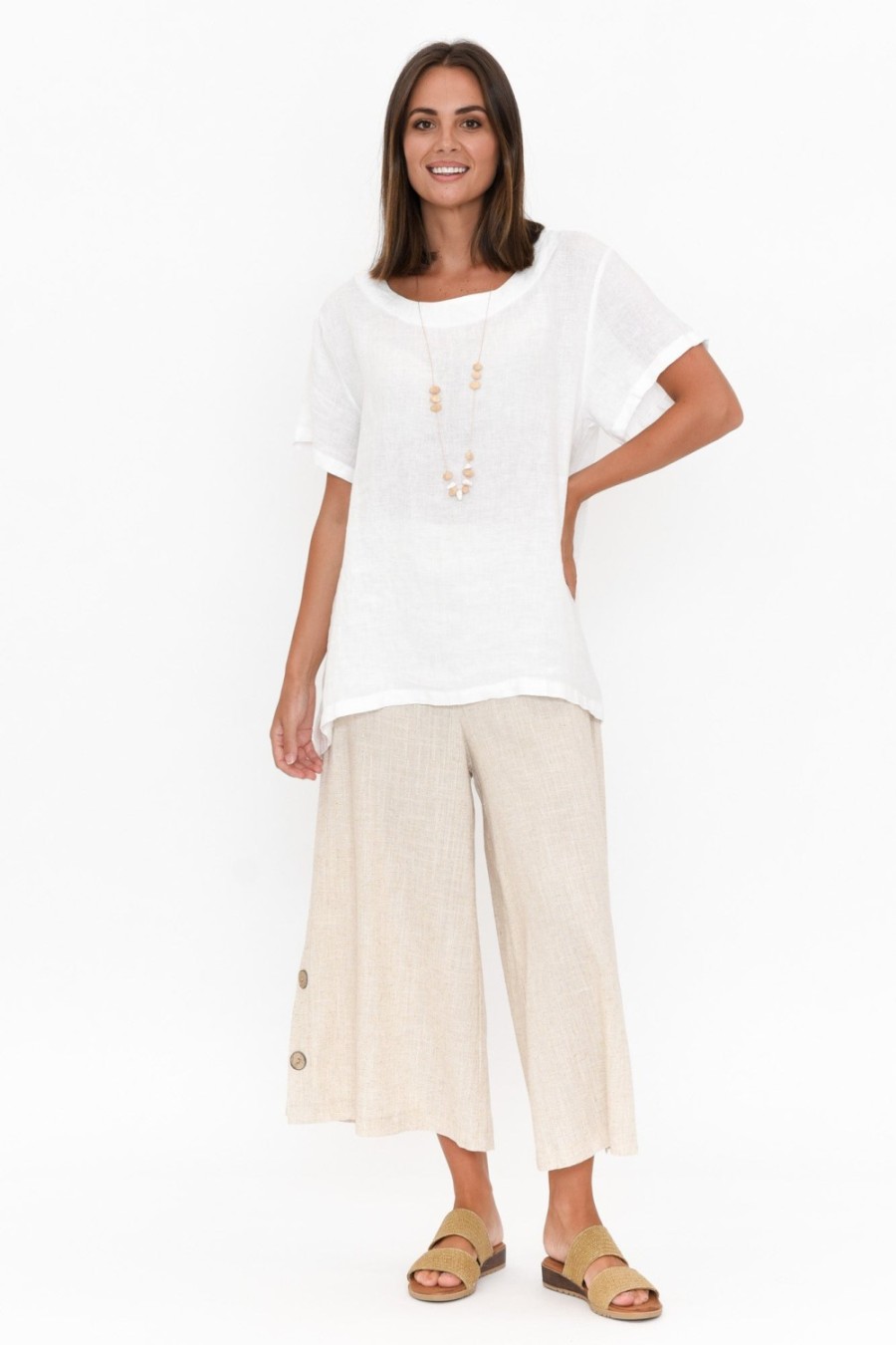 Clothing Willow Tree Pants | Walsh Natural Button Wide Leg Pant