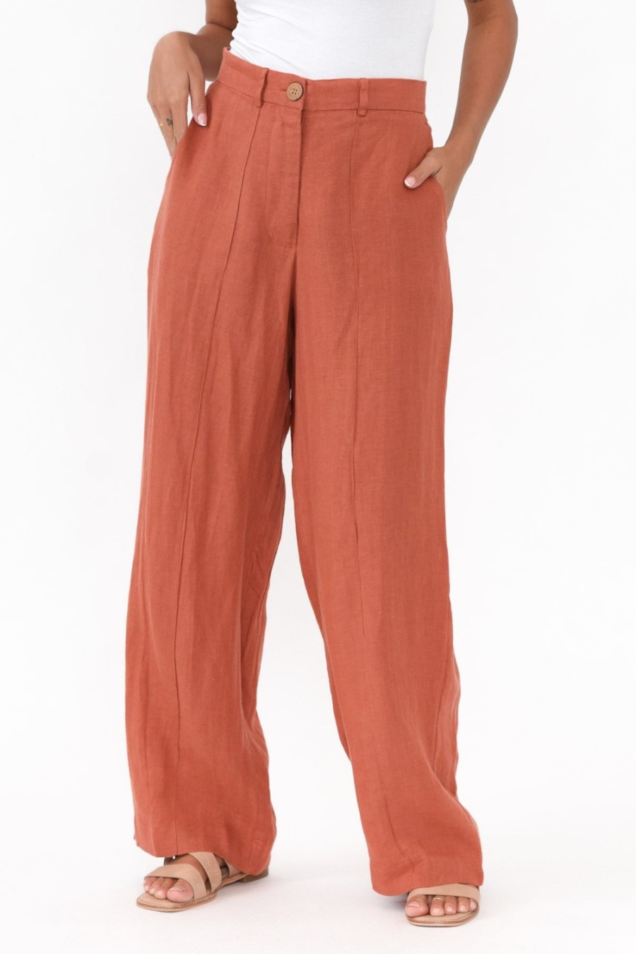 Clothing Eadie Lifestyle Pants | Barton Rust Linen Pant