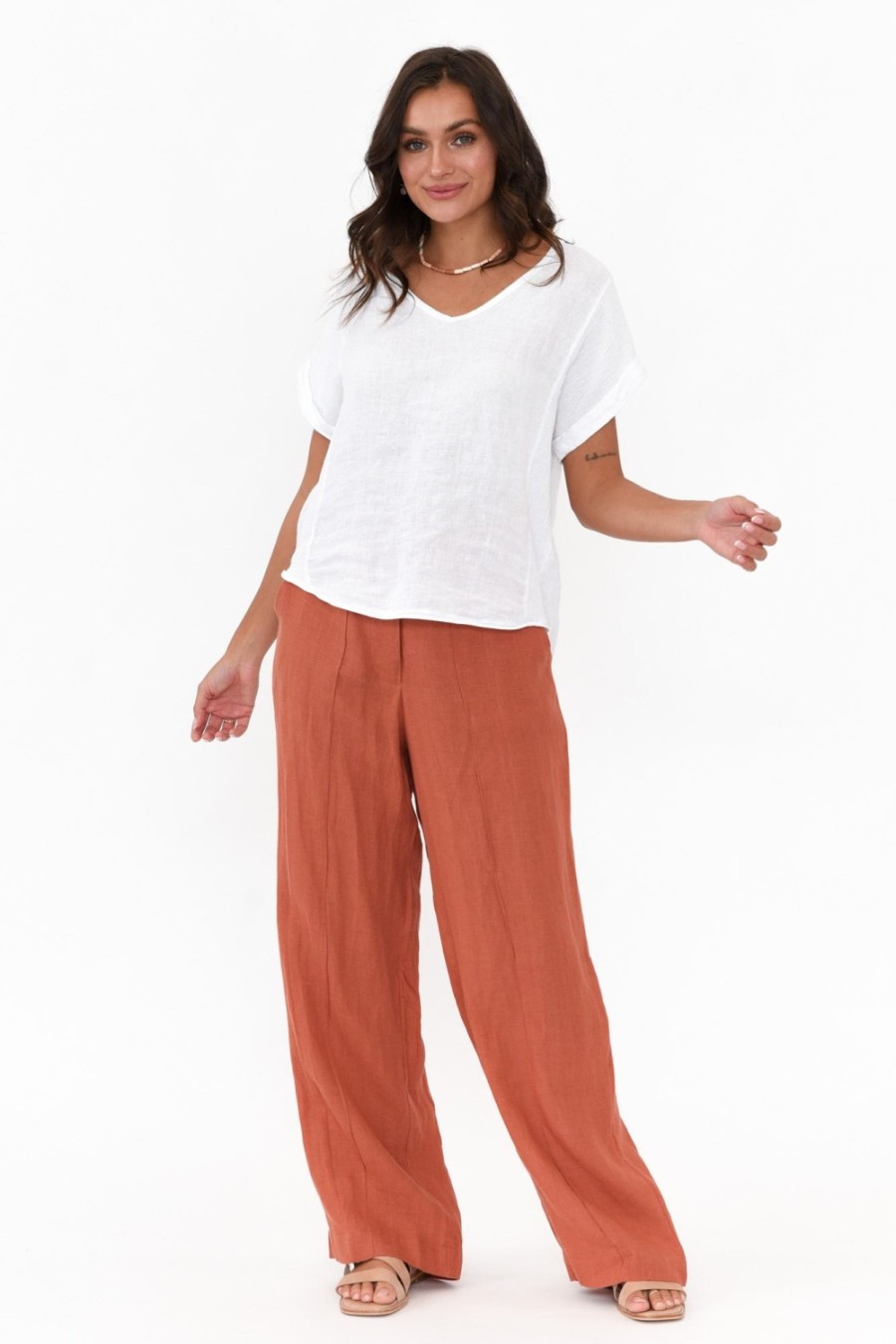 Clothing Eadie Lifestyle Pants | Barton Rust Linen Pant