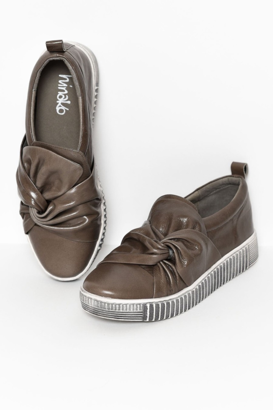 Shoes Hinako Leather Sneakers | Bowie Taupe Slip On Loafer