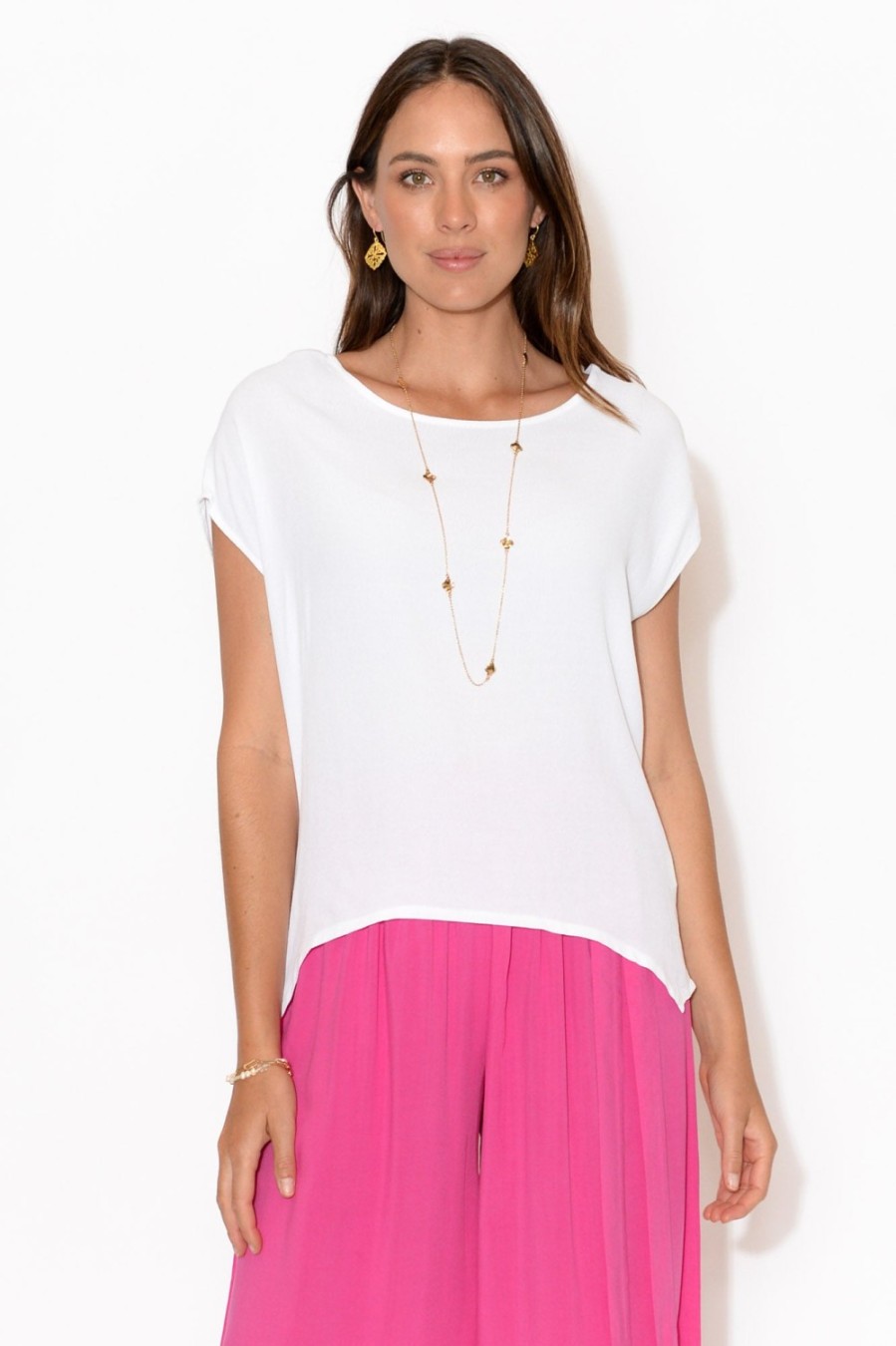 Clothing Slate the Label Sleeved Tops | Essi White Shell Top