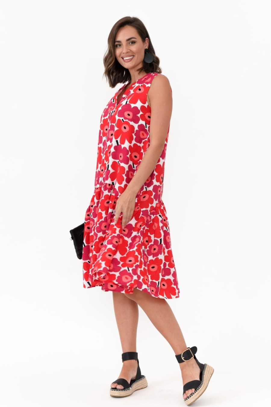 Clothing Clarity Cotton Dresses | Paulette Red Poppy Cotton Dress