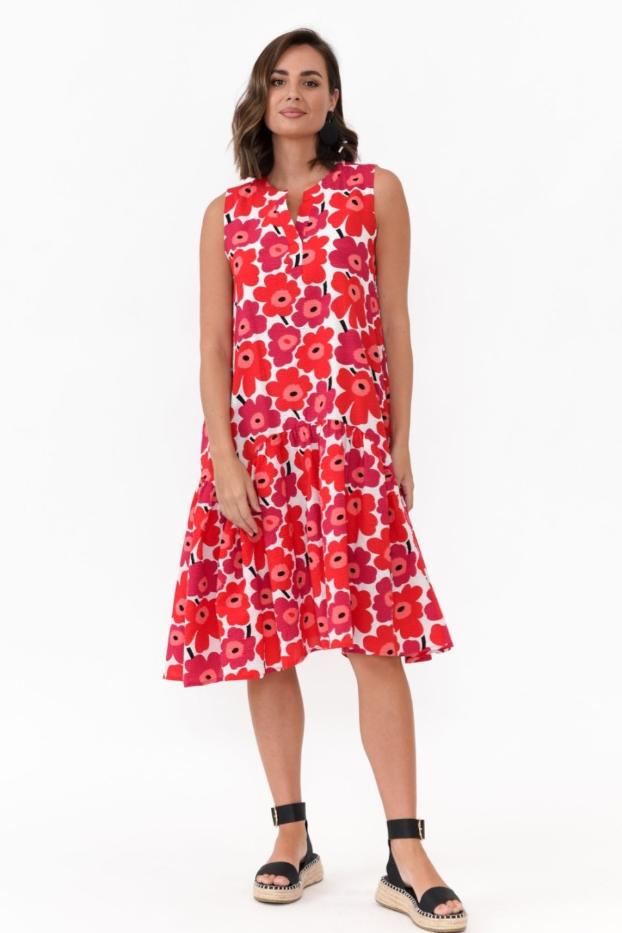 Clothing Clarity Cotton Dresses | Paulette Red Poppy Cotton Dress