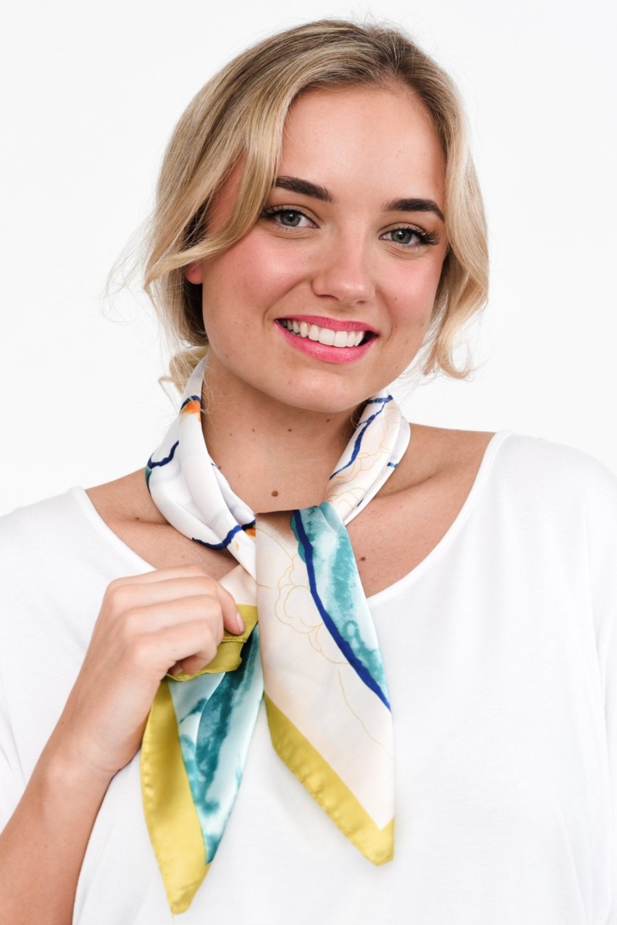 Clothing Zoda Scarves | Bess Chartreuse Satin Square Scarf