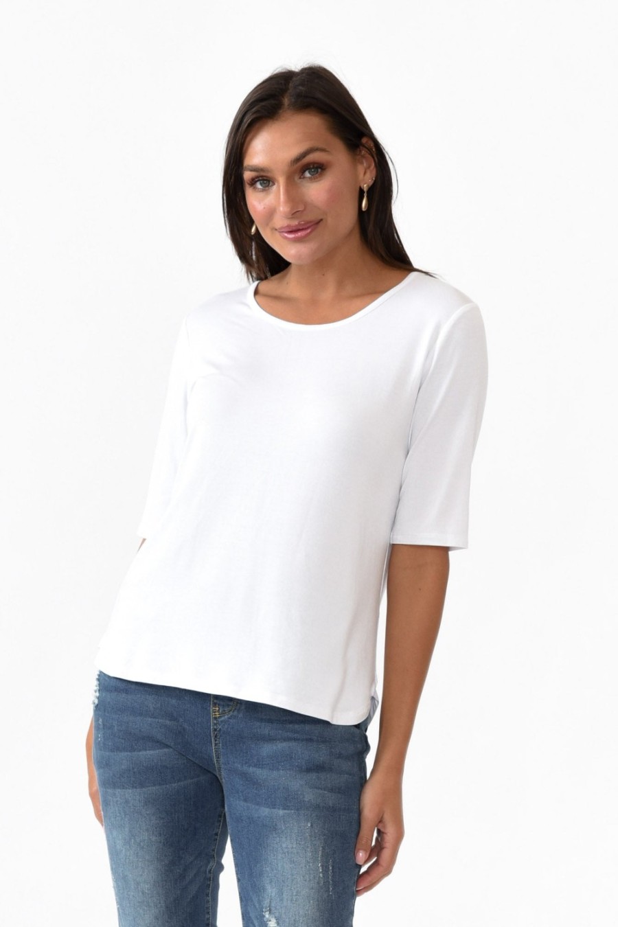 Clothing Bamboo Body Sleeved Tops | Sophie White Bamboo Top