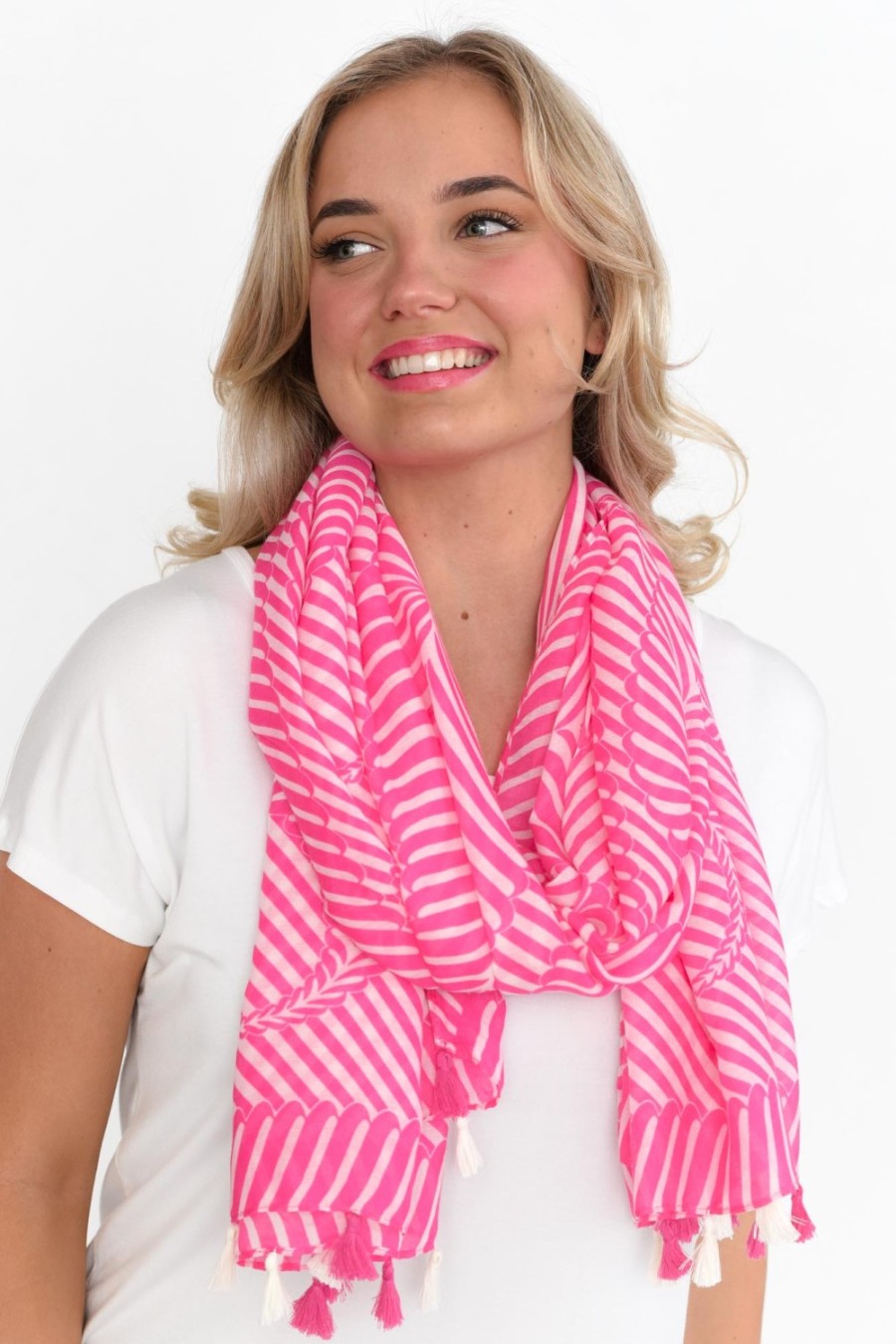 Clothing Enhance Scarves | Alize Pink Geometric Scarf