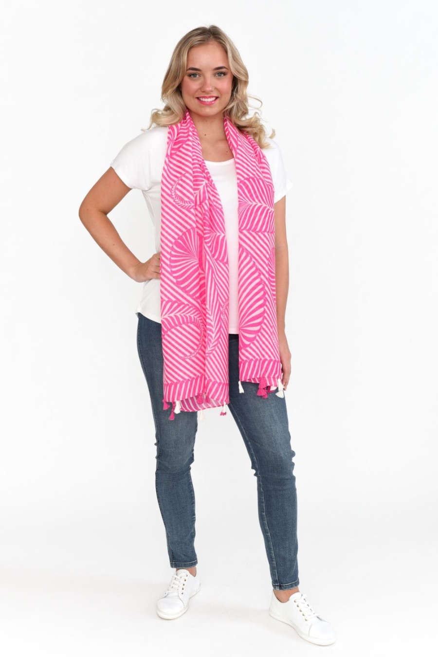 Clothing Enhance Scarves | Alize Pink Geometric Scarf