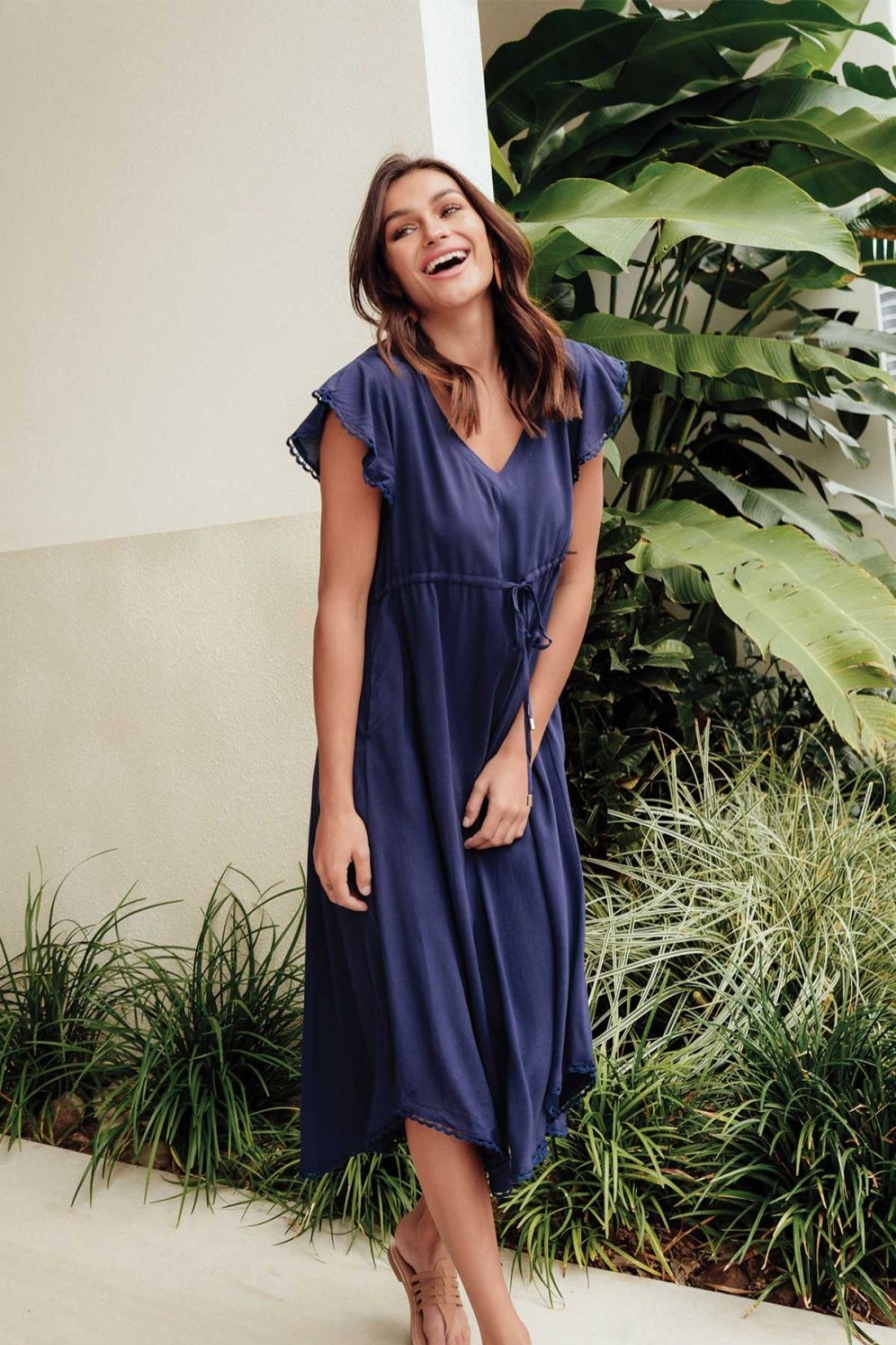 Clothing New U Collection Midi Dresses | Libby Navy Midi Dress