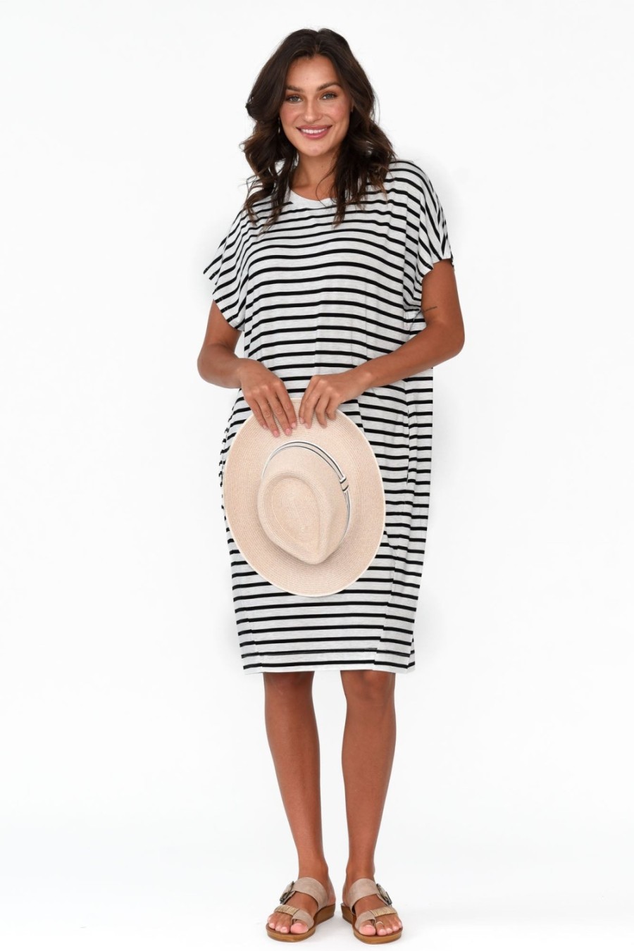 Clothing Lou Lou Bamboo Dresses | Nicks Grey Stripe Bamboo Tee Dress