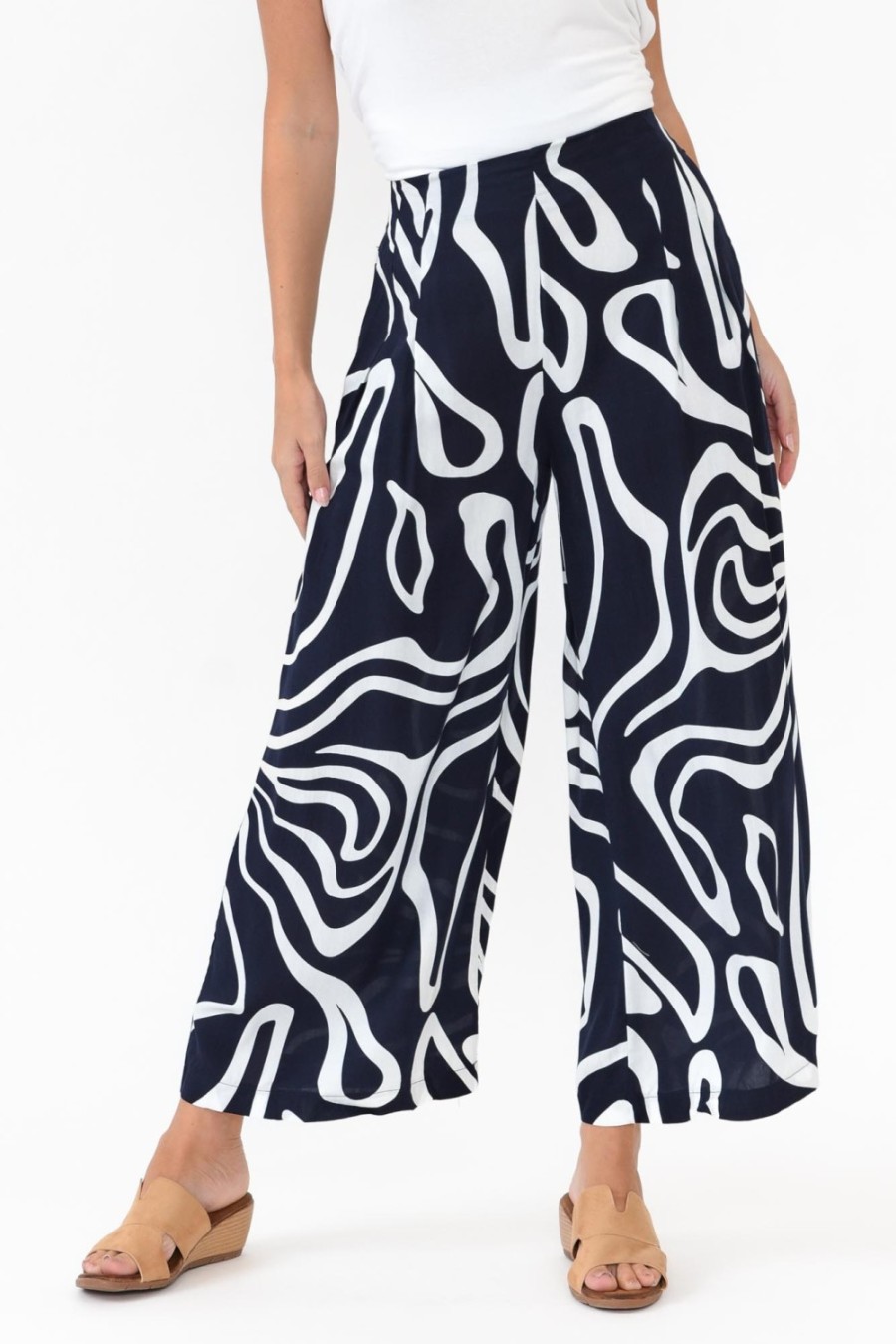 Clothing Willow Tree Pants | Niamh Navy Swirl Wide Leg Pant