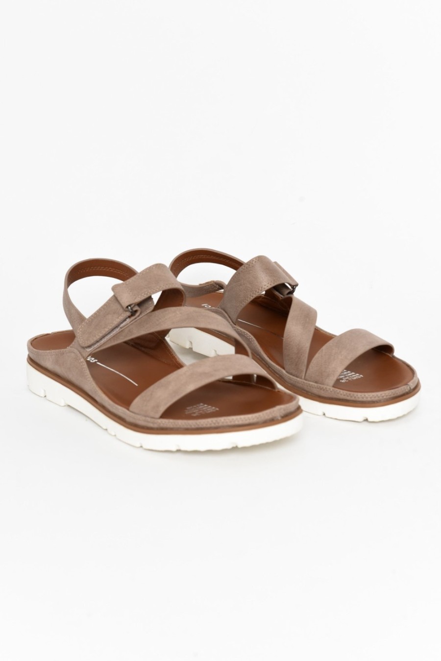 Shoes Los Cabos Flat Sandals | Ashli Taupe Strappy Sandal