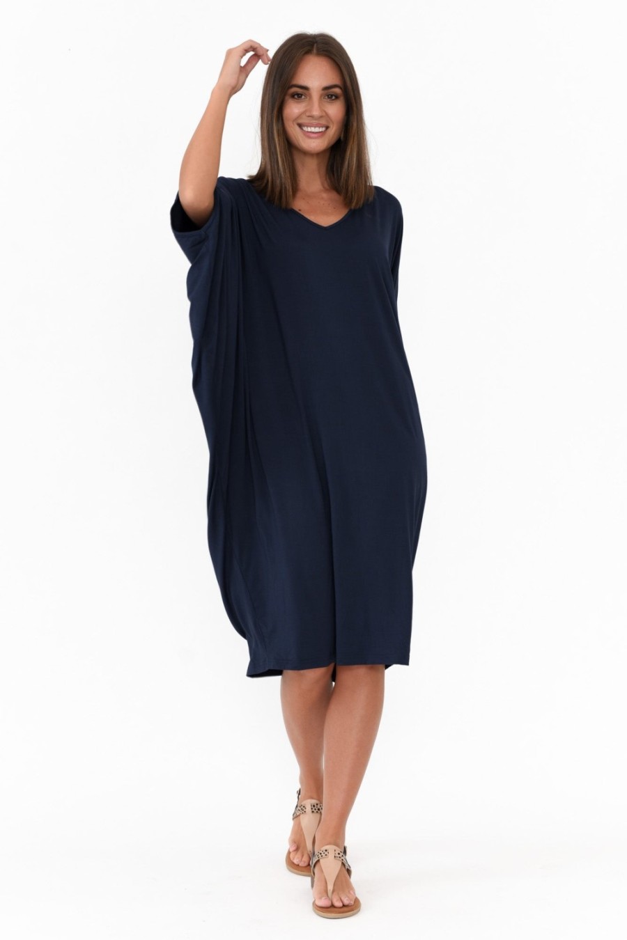 Clothing PQ Bamboo Dresses | Freya Navy Bamboo Batwing Dress