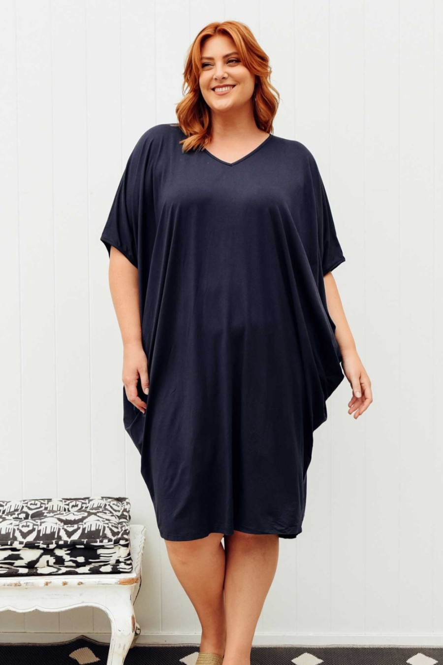 Clothing PQ Bamboo Dresses | Freya Navy Bamboo Batwing Dress