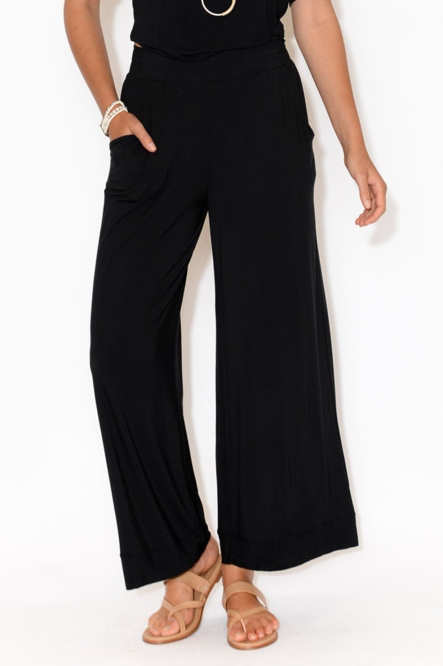 Clothing Tani Pants | Bella Black Micro Modal Wide Leg Pant