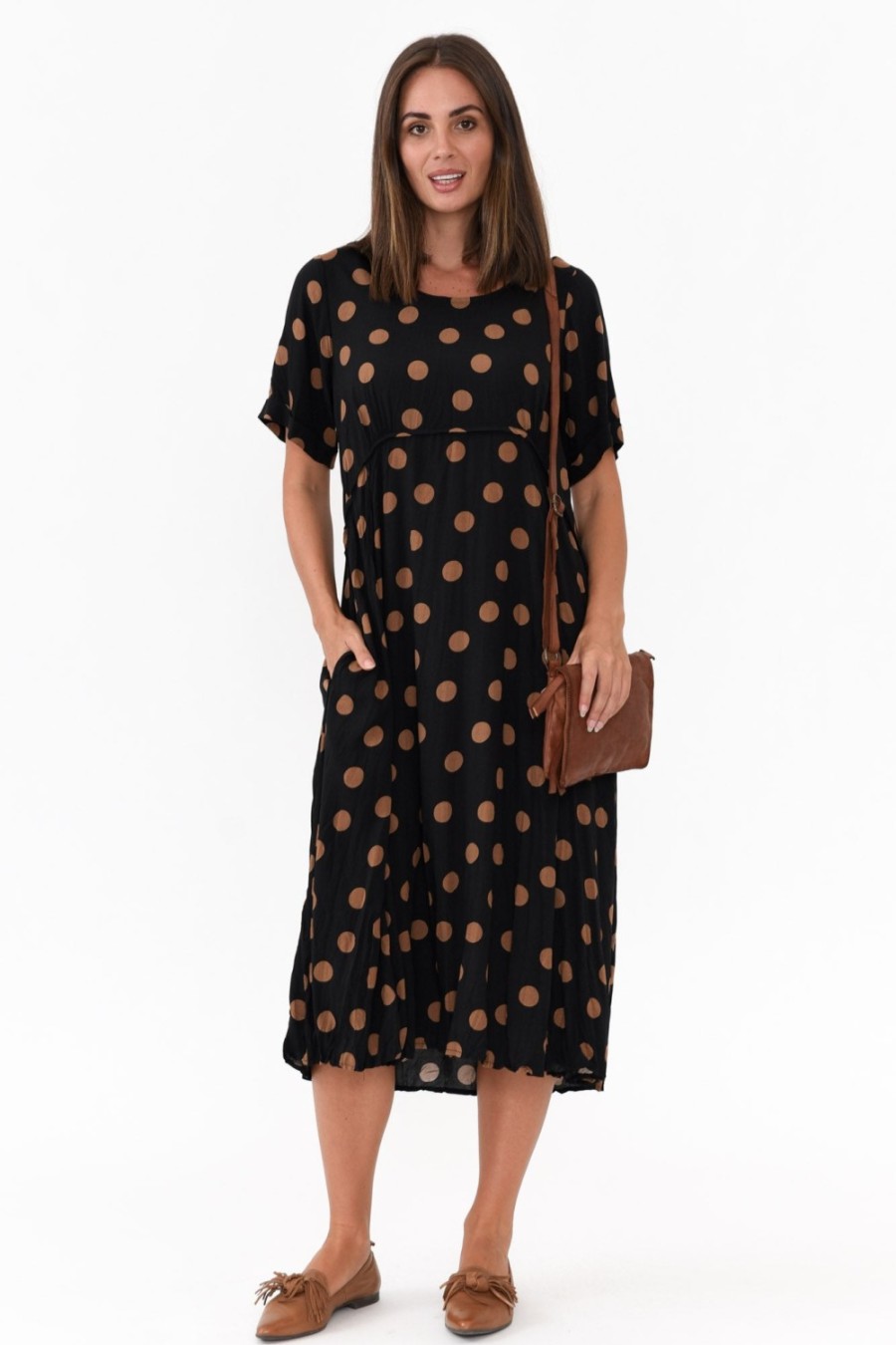 Clothing Willow Tree Midi Dresses | Pattison Black Spot Midi Dress