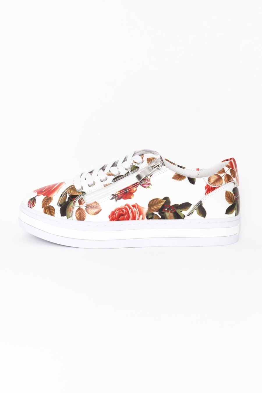 Shoes Alfie And Evie Leather Sneakers | Posey White Rose Leather Sneaker