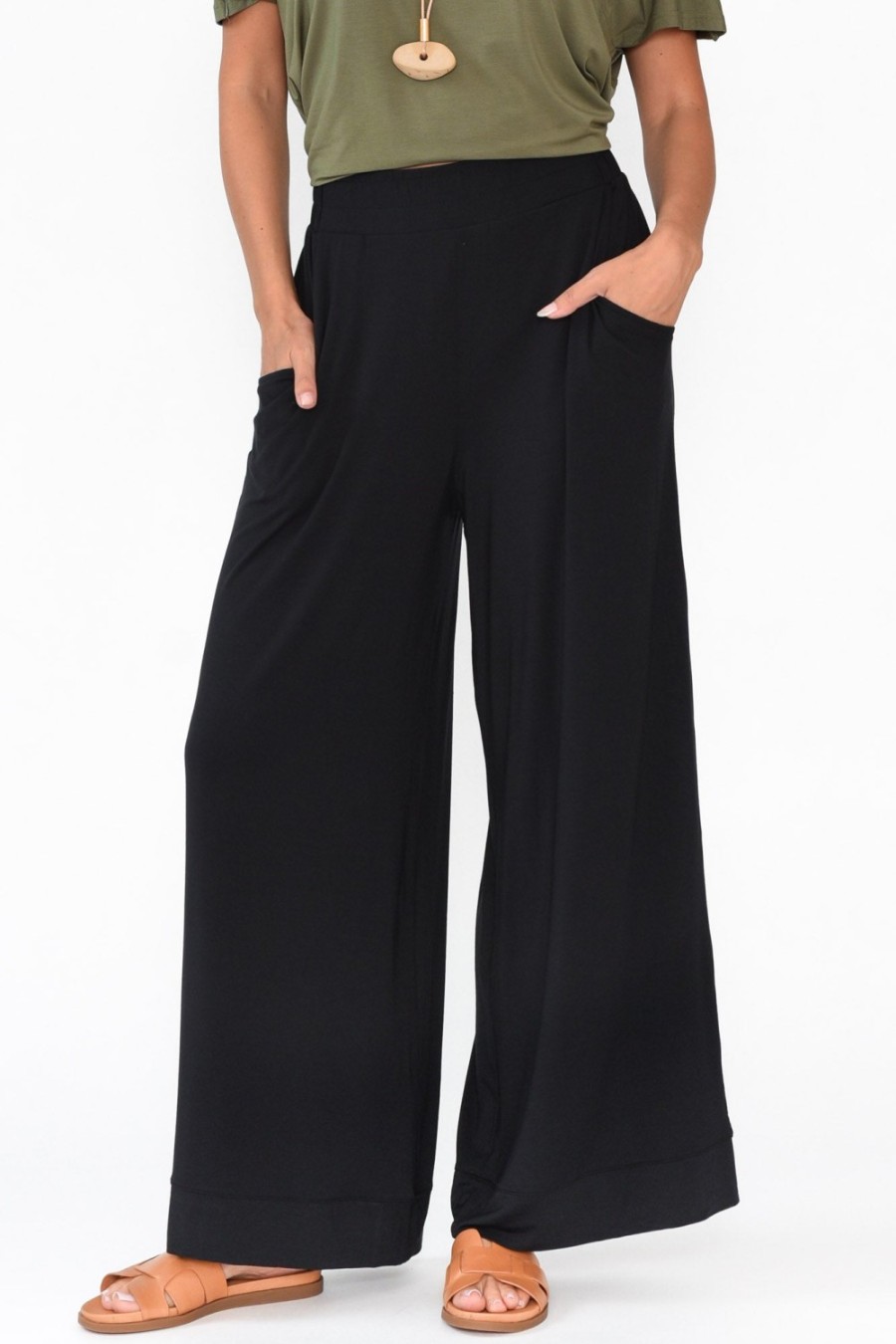 Clothing Tani Pants | Lola Black Micro Modal Wide Leg Pant