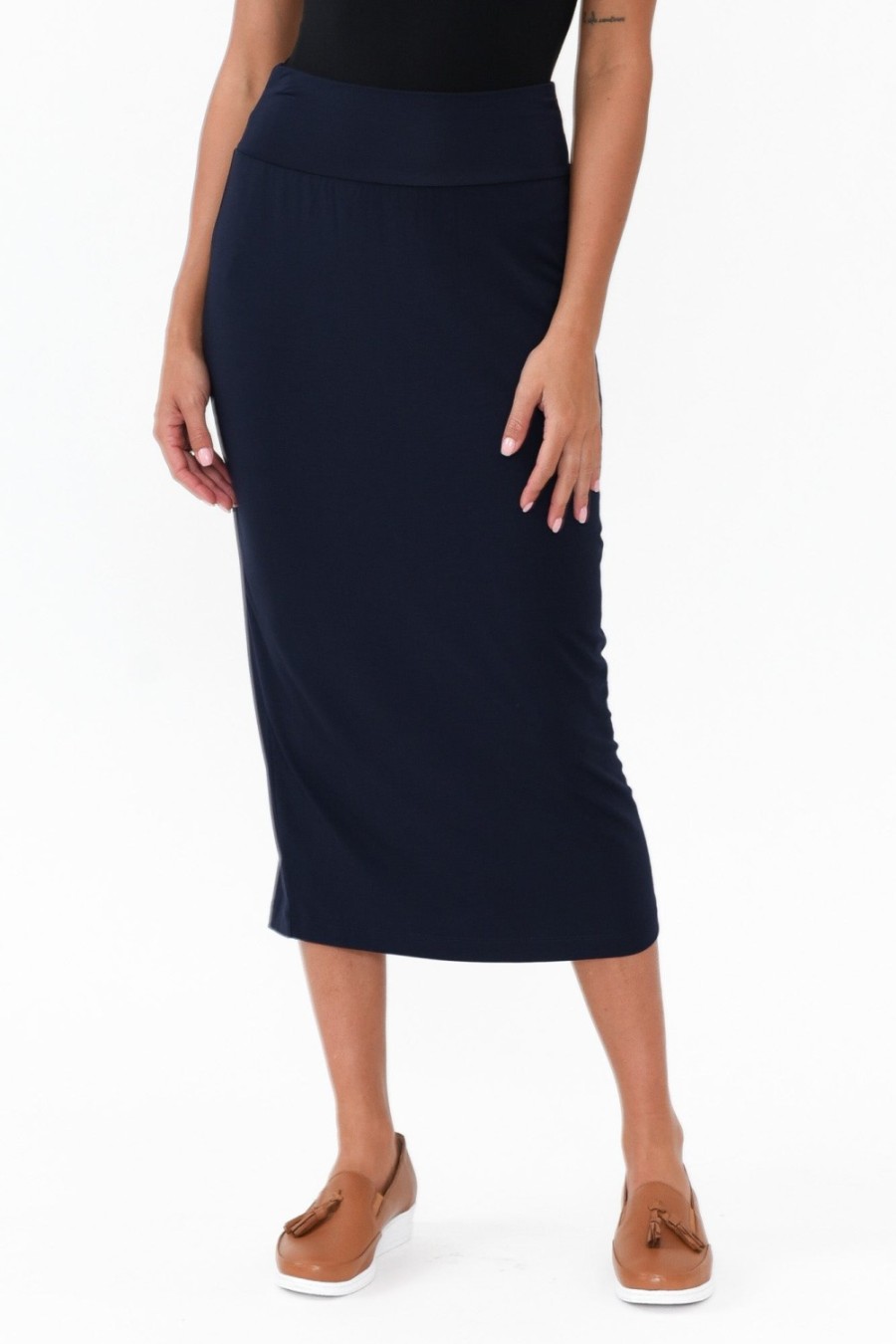 Clothing Lou Lou Skirts | Navy Bamboo Maxi Tube Skirt