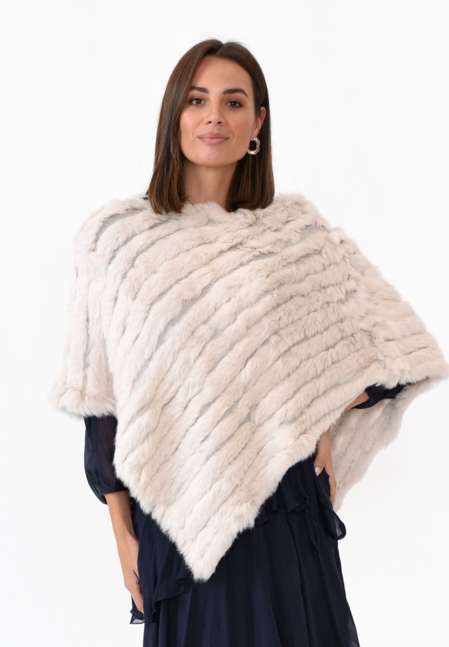 Clothing 365 Days Ponchos | Greer Cream Fur Poncho