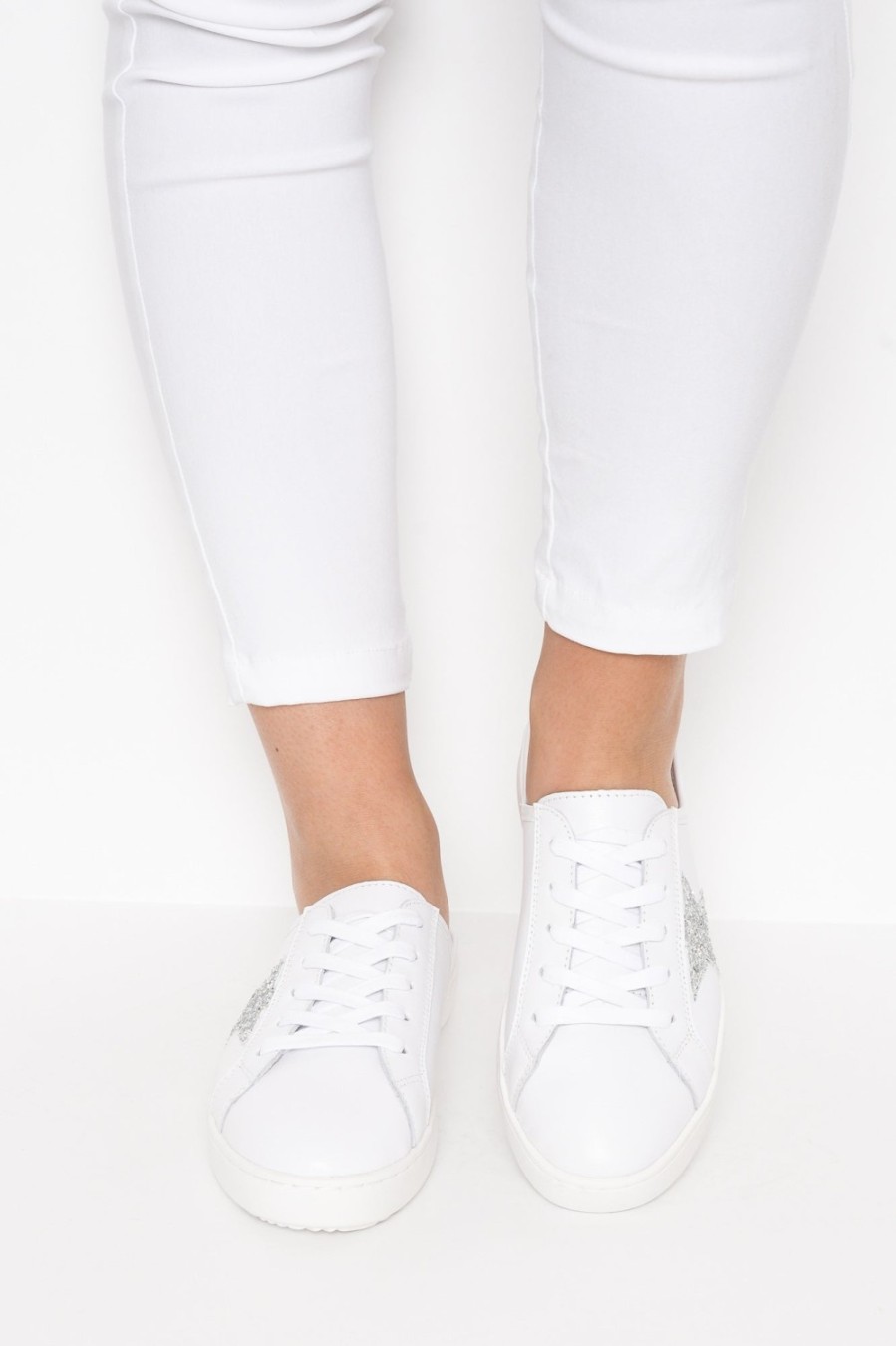 Shoes Alfie and Evie White Sneakers | Vango Silver Leather Mule Sneaker