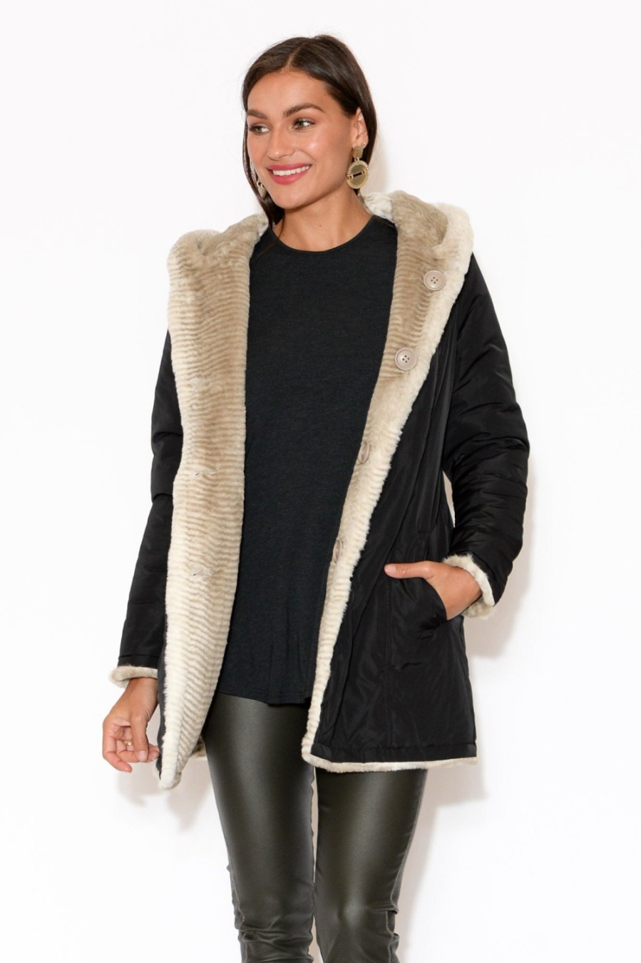 Clothing Holmes u0026 Fallon Jackets | Cheyenne Beige Faux Fur Coat