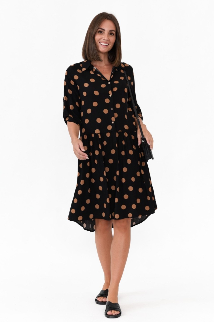 Clothing New U Collection Below Knee Dresses | Surrey Black Spot Shirt Dress