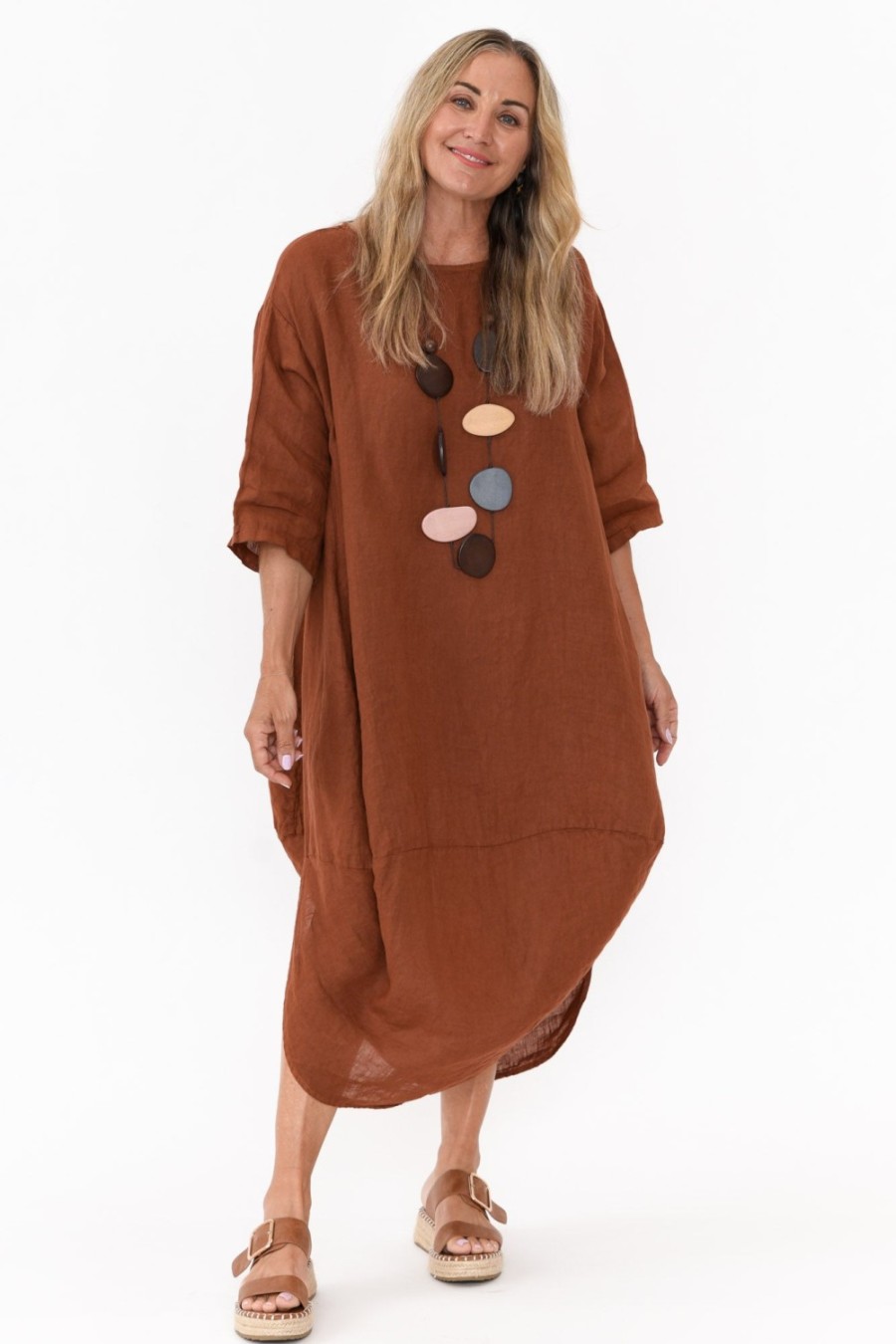 Clothing Montaigne Linen Dresses | Irina Rust Linen Dress