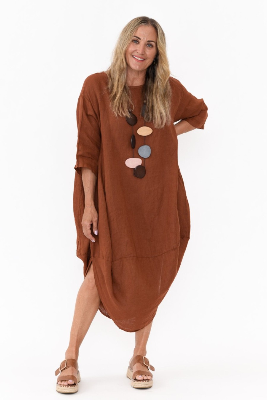 Clothing Montaigne Linen Dresses | Irina Rust Linen Dress