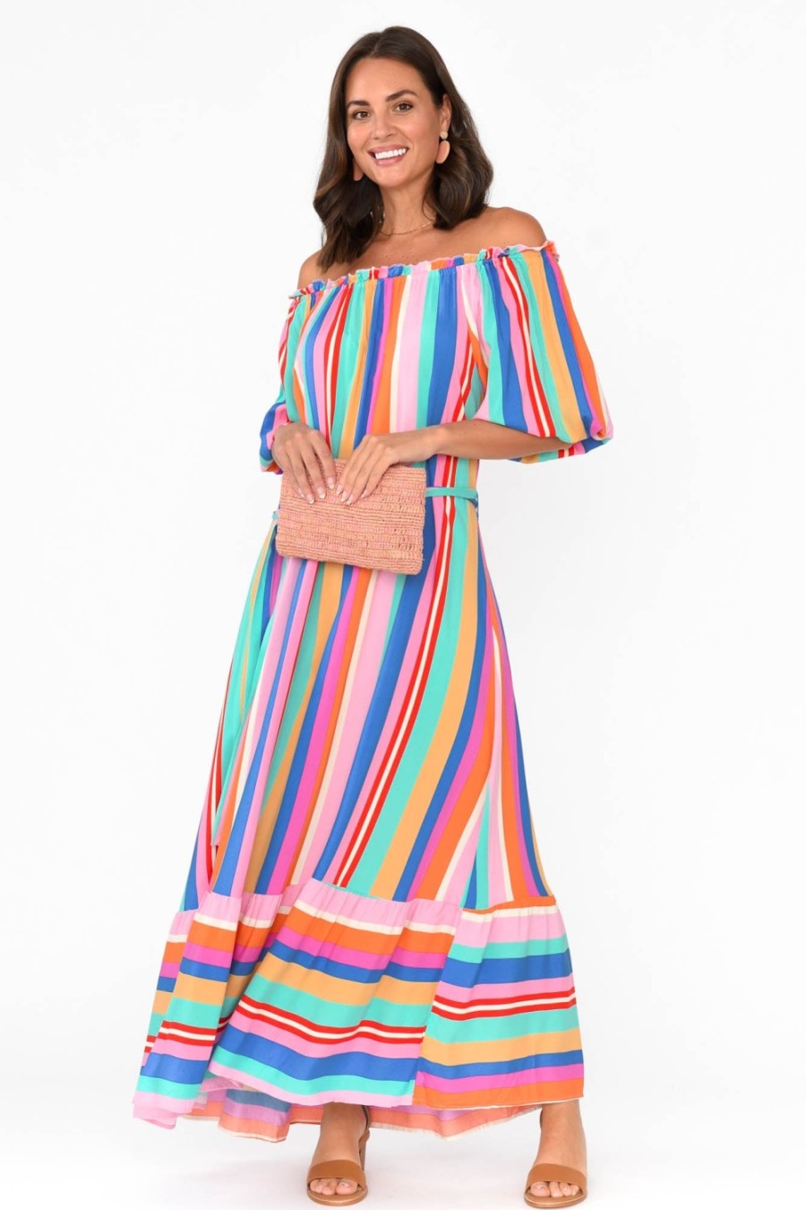 Clothing Label of Love Maxi Dresses | Dove Multi Stripe Maxi Dress