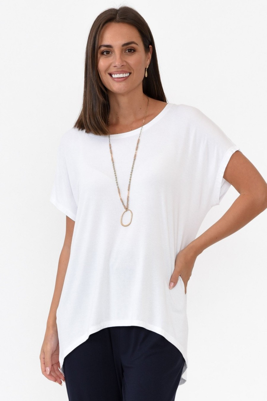 Clothing Bamboo Villa Sleeved Tops | Monica White Bamboo Top