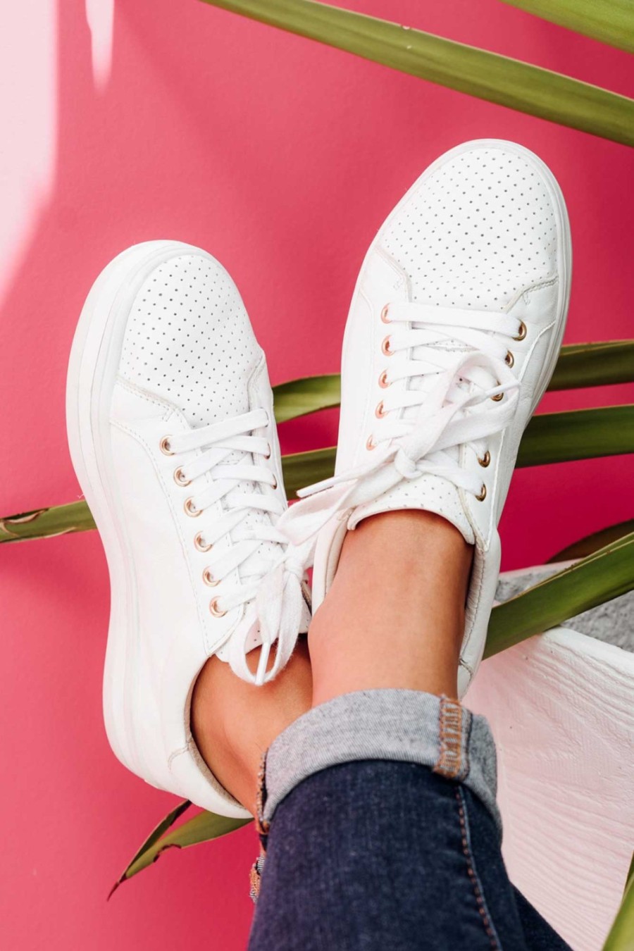 Shoes Alfie and Evie White Sneakers | Paradise White Leather Sneaker