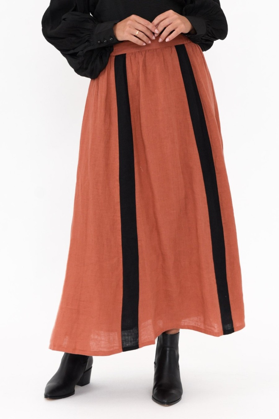 Clothing Eadie Lifestyle Skirts | Monarch Rust Linen Maxi Skirt