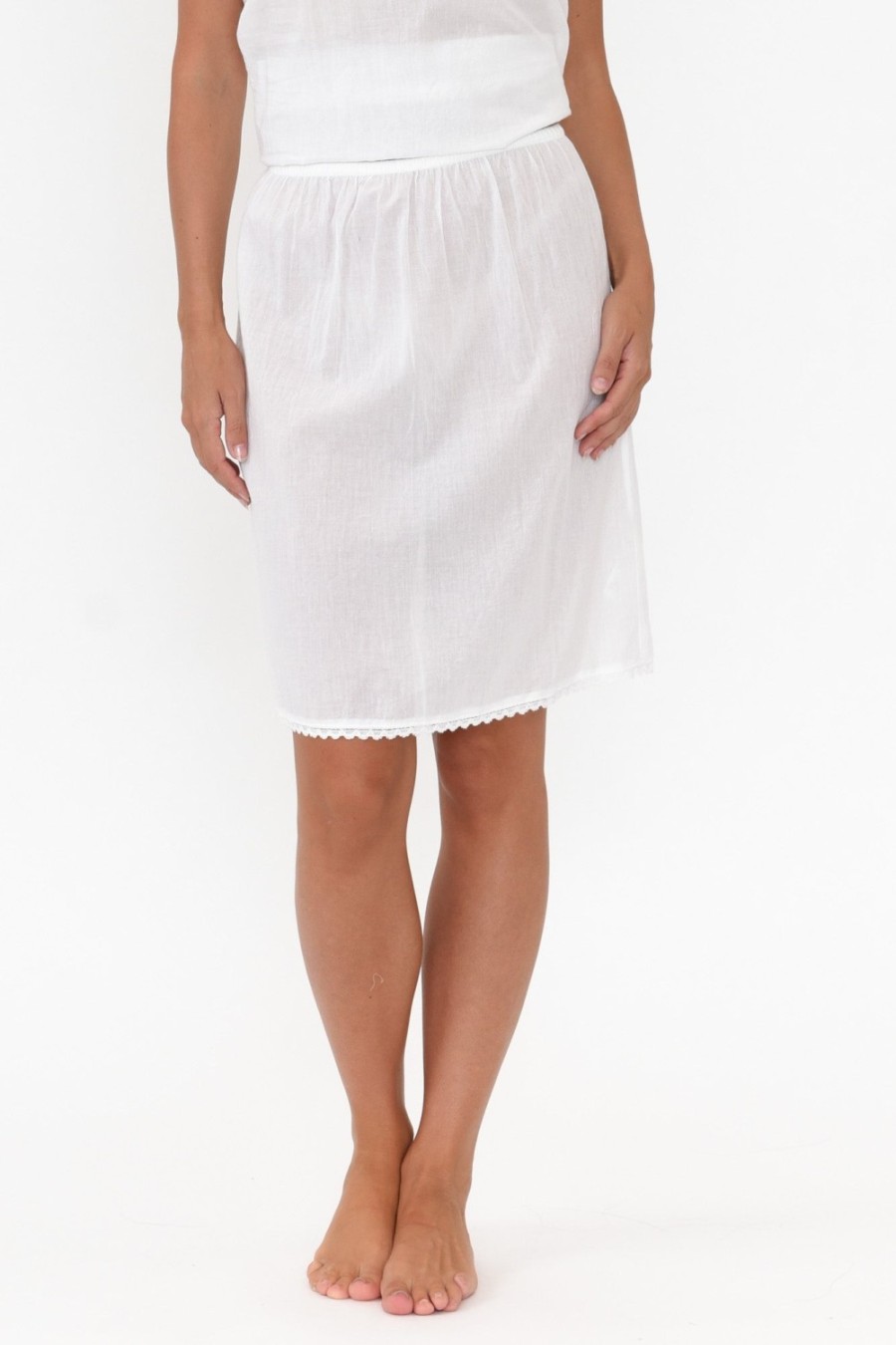 Clothing Orientique Skirts | White Cotton Slip Skirt